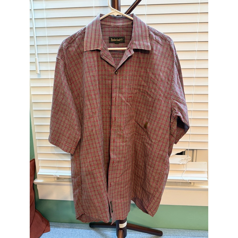 Timberland Weathergear Mens M Plaid Short Sleeve Button Up Shirt Multicolor